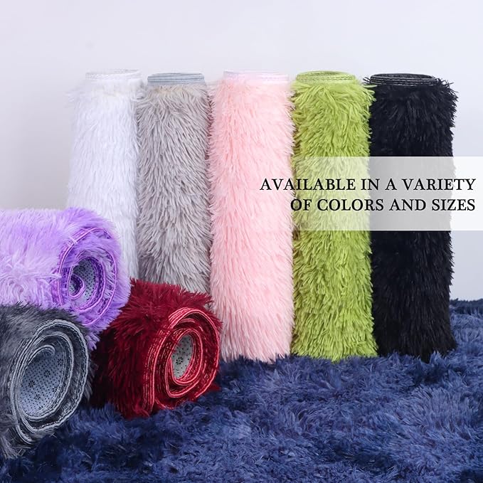 duduta Navy Blue Soft Fluffy Rug 5x8 ft, Tie-Dyed Shag Fuzzy Plush Rectangle Carpet for Bedroom Nursery Living Room Home Decor