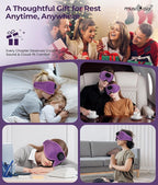 MUSICOZY 3D Bluetooth Sleep Mask with Headphones and Timer, Wireless Sleep Headphones for Side Sleepers, Eye Mask with Bluetooth Headphone, Unique Gifts for Men Women, Purple