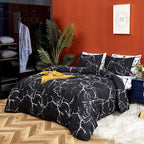 CLOTHKNOW Black Marble Queen Comforter Set Black Bedding Comforter Sets Black White Abstract Comforter Queen Men Women Queen Size Comforter Sets