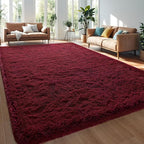 Burgundy Red Area Rug 6x9 Large Rugs for Living Room Bedroom, Fluffy Soft Rug Modern Carpets for Kids Room, Non-Skid Rectangular Indoor Cute Rug for Girls Boys Nursery Room Home Decor