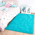 Noahas Door Mat Indoor Entrance,2x3 Shaggy Small Teal Blue Area Rugs for Entryway,Non-Slip Fluffy Entry Bedroom Rug,Soft Plush Bedside Throw Kids Carpet
