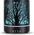 Essential Oil Diffuser Aromatherapy Diffuser -300ml Metal Electric Ultrasonic Oil Diffuser for Large Room with Auto Shut-Off Protection, 4 Timer Setting &7 Colors Night Light for Home (Tree-300ML)