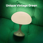MAGCHARM Mushroom Lamp, 5W LED Cordless Rechargeable Table Lamp with Glass Shade, Small Retro Dimmable Touch Light with 3 Color Temps, Aesthetic Mid Century Bedside Light for Bedroom Ambient, Green