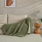 Soft Knitted Throw Blanket - 50x60 Inch Cozy & Lightweight All-Season Blanket, Wrinkle-Resistant Polyester for Couch, Bed, Sofa, Reading Nook (Green)