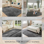 Grey Solid Plush Shag Rug 5x7 – Fluffy Soft Long Pile Indoor Non-Slip Rugs for Living Room, Bedroom, Bedside, Kids Room, Playroom, Cozy Modern Solid Color Carpet