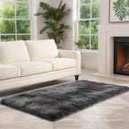 Ultra Soft Shag 3x5 Grey Area Rug – Fluffy Plush Rugs for Bedroom, Bedside, Living Room, Dorm, Kids and Girls Room, Study, Office, Playroom, Non-Slip Easy to Clean Home Décor Carpet