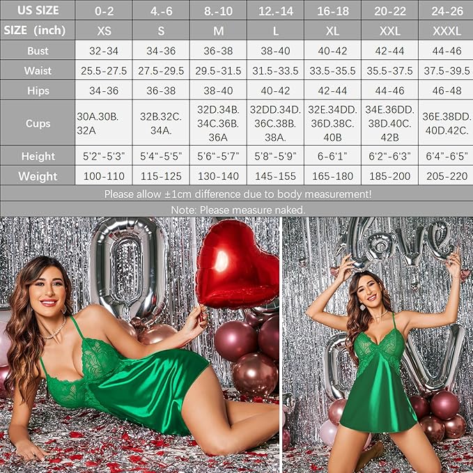 Avidlove Women Lingerie V Neck Sexy Nightwear Satin Sleepwear Lace Chemise Mini Babydoll Nightgown