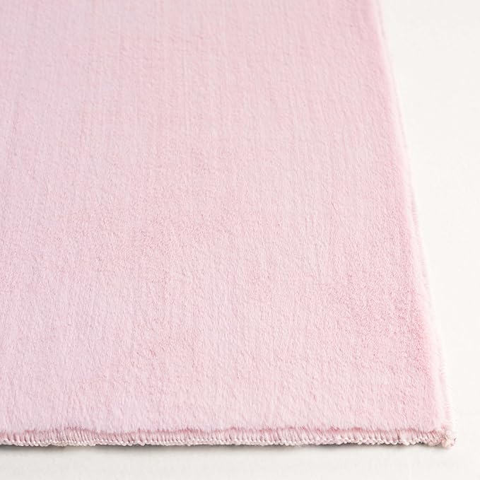 SAFAVIEH Washable Rug Faux Rabbit Fur Shag Collection - 4' x 6', Pink, Slip Resistant & Easy Cleaning, Ultra Plush Thick Pile, Ideal for Living Room, Bedroom, Nursery, Boys & Girls Room (FRF100U)