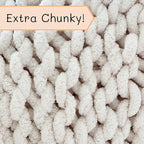 Adyrescia Chunky Knit Blanket Throw | 100% Hand Knit with Jumbo Chenille Yarn (60"x80", Cream White)