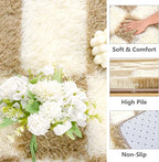 Beige and White Area Rugs, 5x7 Large Fluffy Rugs for Bedroom Living Room, Soft Shaggy Modern Indoor Carpets, Cute Plush Rugs for Kids Girls Room Nursery, High Pile Throw Rug for Home Decor