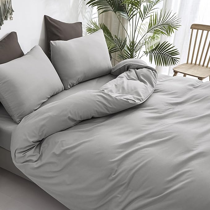 Cottonight Silver Grey Comforter Sets Full Light Gray Bedding Comforter Set Women Men Solid Pure Gray Blanket Quilts Fuzzy Breathable Light Grey Bedding Comforter Sets for Women Men