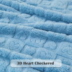 NEWCOSPLAY Super Soft Throw Blanket Blue Premium Silky Flannel Fleece 3D Heart Checkered Lightweight Bed Blanket All Season Use (Blue Heart, Throw(50"x70"))
