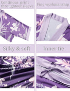 Aensso Long Soft Lightweight Silky Kimonos Robes for Women, Luxury Japanese Floral Womens Kimono Robe