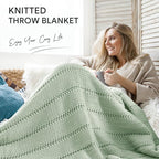 RECYCO Cable Knit Sage Green Throw Blanket Twin Size for Couch, Super Soft Warm Cozy Decorative Knitted Throw Blanket 3.6LB for Bed, Sofa, Chair Large 60"x80"