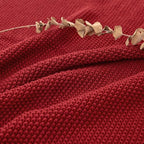 Longhui bedding Burgundy Cotton Cable Knit Throw Blanket for Couch Sofa Chair Bed Home Decorative, 2.5 Pounds 50 x 60 Inch Woven Throw Blankets with Bonus Laundering Bag