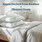 OMEO 2 Pack King Size Rayon Derived from Bamboo Pillow for Sleeping Shredded Memory Foam Bed Pillows for Side, Back and Stomach Sleepers, Soft, Cooling, Adjustable and Washable Cover 20" x 36"