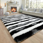 Noahas Large Fluffy 5x8 Area Rugs for Living Room Bedroom,Thick Shag Black and White Throw Rug,Big Soft Shaggy Bedside Non-Slip Plush Dorm Nursery Kids Carpet