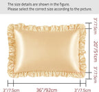 Silky Satin Ruffled Pillow Cases for Hair and Skin,Gold Silk Pillowcases King Set of 2 with Envelope Closure Princess Room Decoration