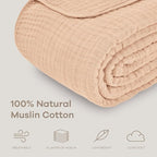 Comfy Cubs Muslin Blanket for Adults King 108" x 90" - 6 Layer Soft, Breathable & Lightweight Muslin Adult Blanket - Machine Washable & Designed in The US Bedding for All Seasons - Cream