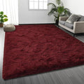 Deerhoo Large Shag Area Rugs 5 x 8, Plush Fuzzy Rugs for Living Room, Ultra Soft Fluffy Furry Rug for Bedroom, Indoor Carpet Nursery Rugs for Kids Room Home Decor, Burgundy