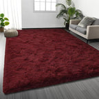 Deerhoo Large Shag Area Rugs 5 x 8, Plush Fuzzy Rugs for Living Room, Ultra Soft Fluffy Furry Rug for Bedroom, Indoor Carpet Nursery Rugs for Kids Room Home Decor, Burgundy