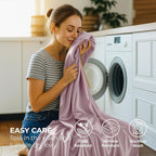 Pure Bedding Satin Sheets Full [4-Piece, Champagne Pink] Hotel Luxury Silky Bed Sheets - Extra Soft 1800 Microfiber Sheet Set, Wrinkle, Fade, Deep Pocket Fitted Sheet, Flat Sheet, Pillow Cases