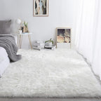 HOMBYS 10x14 Oversized Faux Fur Area Rug for Living Room Bedroom, Super Soft & Fluffy White Faux Sheepskin Play Carpet for Kids Children, Luxury Plush Furry Décor Shaggy Feet Mat for Bedside