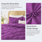 BEDELITE Purple Twin Comforter Set - 2 Peices Boho Pintuck Bedding Comforter Sets, Lightweight Soft & Warm Twin Bedding Sets with 1 Pillowcase for All Season