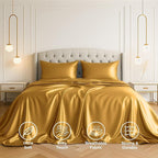 Satin Sheets Twin [3-Piece, Gold] Hotel Luxury Silky Bed Sheets - Extra Soft 1800 Microfiber Sheet Set, Wrinkle, Fade, Stain Resistant - Deep Pocket Fitted Sheet, Flat Sheet, Pillow Cases