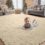 8x10 Area Rugs for Living Room Rug: Soft Fluffy Shag Beige Rugs for Bedroom, Non-Slip Large Fuzzy Plush Rug Indoor Floor Carpet for Nursery Kids Boys Girls Room, Dorms, Playroom, Modern Home Decor