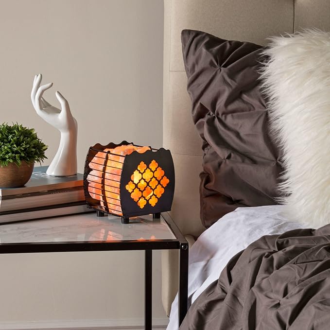 Himalayan Pink Salt Lamp Basket & Dimmer Cord Bulb