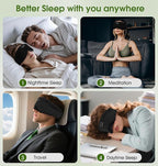 Sleep Mask with Headphones Bluetooth 5.4, LC-dolida Wireless Music Eye Mask for Sleeping Headphones with Soft Bamboo Cotton Cooling Breathable,Ultra-Thin Stereo Speaker for Side Sleepers-Black