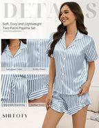 Silk Pajamas for Women Button Down 2 Piece Satin Pjs Shorts Set Ruffle Notch Collar Sleepwear Loungewear