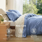 Bedsure Duvet Cover Full Size - Soft Double Brushed Bedding Set for Kids & Adults, Zipper Closure, 3 Pieces, Includes 1 Duvet Cover (80"x90") & 2 Pillow Shams, NO Comforter, Slate Blue