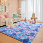 junovo 4x6 Washable Area Rug for Girls Bedroom Living Room, Tie-Dyed Purple Soft Non-Slip Fluffy Rugs, Shag Plush Memory Foam Carpet for Kids Room Baby Nursery Home Decor