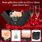 Lebana Preserved Red Champagne Real Rose with Heart I Love You Necklace -Eternal Flowers Rose Birthday Gifts for Women Her Mom Wife Girlfriend Grandma on Valentines Mothers Day Christmas Anniversary