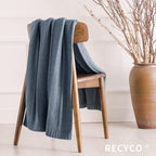 RECYCO Cable Knit Dusty Blue Throw Blanket for Couch, Super Soft Warm Cozy Decorative Knitted Throw Blanket 2.3LB for Bed, Sofa, Chair 50"x60"