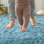 YJ.GWL Runner Rugs for Hallway, 2x4 Washable Small Teal Bedside Rugs for Living Room Bedroom, Soft Fluffy Shaggy Indoor Floor Carpet for Kids Boy and Girls Room Nursery Home Decor Aesthetic