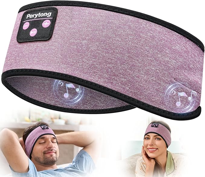 Perytong Sleep Headphones Wireless, Bluetooth Headband Sports Sleeping Headphones Sleep Mask Earbuds Breathable Wireless Music Headband for Side Sleepers Sleeping Travel Workout Running Air Travel