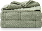 Amélie Home Premium Chenille Throw Blanket, Soft Cozy Moss Stitch Knit Blanket for Couch, Sofa, Chair, Home Decor, Sage Green 50"x60"