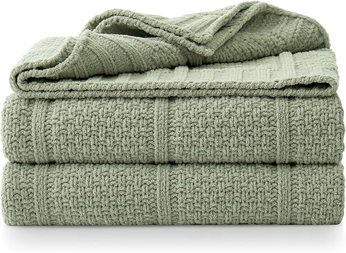 Amélie Home Premium Chenille Throw Blanket, Soft Cozy Moss Stitch Knit Blanket for Couch, Sofa, Chair, Home Decor, Sage Green 50"x60"