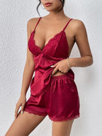 Avidlove Women Sleepwear Satin Pajamas Set Lace Camisole Shorts Nightwear