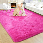Noahas Fluffy 5x8 Hot Pink Rugs for Bedroom Girls,Shaggy Area Rugs for Living Room,Thick Shag Throw Floor Carpet,Soft Non-Slip Dorm Nursery Kids Rug Home Decor Aesthetic
