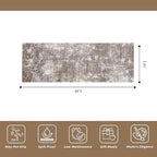 3x8 Non-Slip Washable Hallway Runner Rug – Abstract Modern Neutral Wide Carpet Runner for Kitchen, Entryway, Bedroom, Living Room with Rubber Backing – Low-Pile Thin Soft Throw Rug (Brown Beige,3x8)