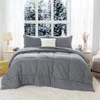 COTTEBED Ultra-Soft Winter King Size Comforter Set, Warm California Cal King Thick Milk Cup Cozy Fully Breathable Bedding 1 Down Alternative with 2 Pillowcase for Winter, Dark Gray