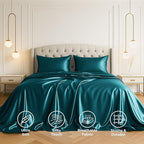 Satin Sheets California King [4-Piece, Teal] Luxury Silky Bed Sheets - Extra Soft 1800 Microfiber Sheet Set, Wrinkle, Fade, Stain Resistant - Deep Pocket Fitted Sheet, Flat Sheet, Pillow Cases