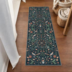 Lahome Insect Botanical 2x6 Washable Rug Runners for Hallways Non Slip, Black Bathroom Kitchen Runner Rugs Non Skid, Soft Non-Slip Entryway Indoor Carpet for Laundry Bedroom