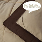 HIG 3pc Down Alternative Comforter Set - All Season Reversible Comforter with Sham - Quilted Duvet Insert with Corner Tabs - Box Stitched - Super Soft, Fluffy (Twin/Twin XL, Chocolate)