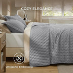 Bedsure King Quilt - Grey Bedspread King Size & Lightweight Comforter, Modern Coverlet with Clover Pattern, Ultra Soft All-Season Bedding, 106 x 96 Inches | Stitch-Free Quilting, Ultra Soft, Lightweight, Machine Washable, Pet-Friendly