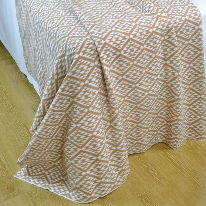 Nordic Style Orange Throw Blanket for Couch,Soft Cozy Cable Knit Throw for Bed Sofa Chair Living Room,Lightweight Warm Maximalist Decor Christmas Blanket,50"x60" (cr-D02)